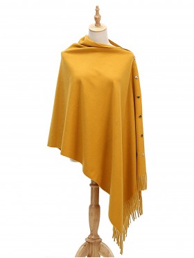 Cashmere Feeling Shawl w/ Openable Button Details